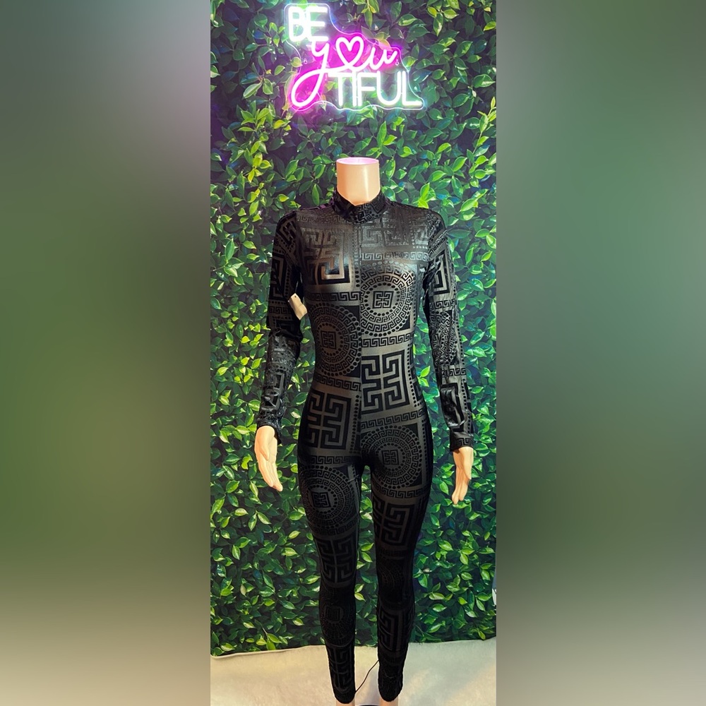 Black Geometric Pattern Jumpsuit